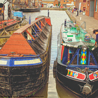 Buy canvas prints of Canal Boats Gloucester Dock by Peter F Hunt