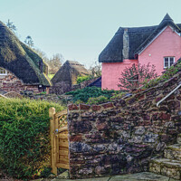 Buy canvas prints of Thatched Houses Cockington Torquay  by Peter F Hunt