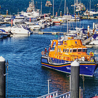 Buy canvas prints of Torbay Lifeboat Docking In Brixham  by Peter F Hunt