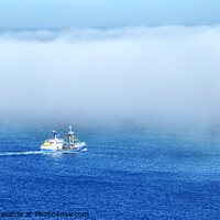 Buy canvas prints of Brixham Trawler Sailing Into The Mist by Peter F Hunt