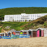 Buy canvas prints of Hotel And Beach Huts Saunton Sands North devon by Peter F Hunt