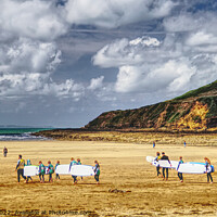 Buy canvas prints of Surf School Heading For The Surf At Saunton Sands by Peter F Hunt