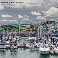 Buy canvas prints of Brixham Marina And Town  by Peter F Hunt