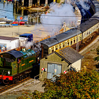 Buy canvas prints of Steam Train Arriving At Kingswear by Peter F Hunt