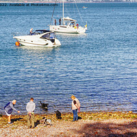 Buy canvas prints of Boats A Beach People And Dogs  by Peter F Hunt