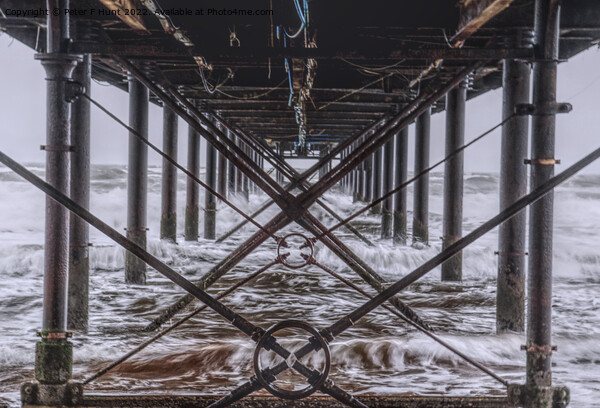Rough Sea Under The Pier Picture Board by Peter F Hunt