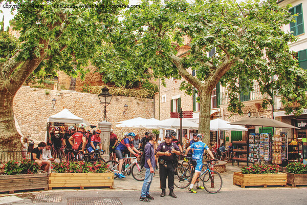 The Busy Plaza At Fornalutx Mallorca Picture Board by Peter F Hunt