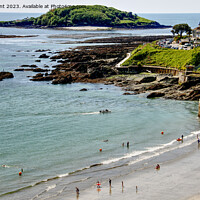 Buy canvas prints of Looe Beach The Banjo And Looe Island by Peter F Hunt
