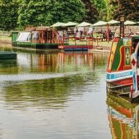 Buy canvas prints of A Barge A Cafe And A Canal by Peter F Hunt
