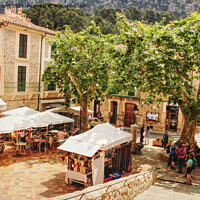 Buy canvas prints of The Plaza At Fornalutx Mallorca by Peter F Hunt