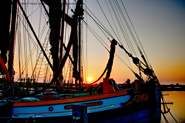 Sunrise Over The Sailing Barges Picture Board by Peter F Hunt