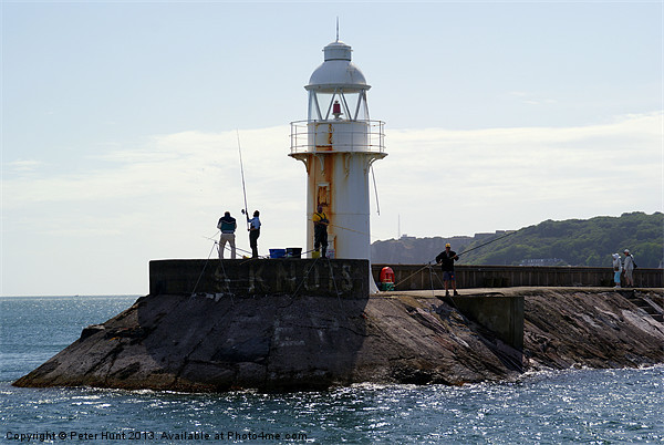 Fishing Off Brixham Breakwater Picture Board by Peter F Hunt