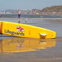 Buy canvas prints of Bude Cornwall Lifeguards by Peter F Hunt