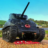 Buy canvas prints of Sherman Tank Slapton Sands Devon by Peter F Hunt