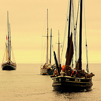 Buy canvas prints of Luggers Heading Out To Sea  by Peter F Hunt