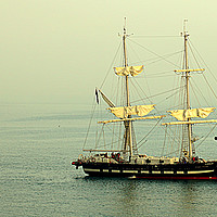 Buy canvas prints of Anchored In The Mist by Peter F Hunt