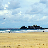 Buy canvas prints of Godrevy Beach And Lighthouse by Peter F Hunt