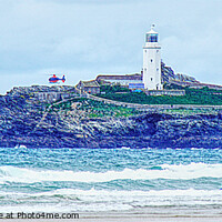 Buy canvas prints of Helicopter Over Godrevy Lighthouse  by Peter F Hunt