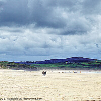 Buy canvas prints of Moody Sky Over Gwithian Sands by Peter F Hunt