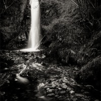 Buy canvas prints of A small burn waterfall by David Brown