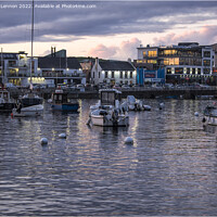 Buy canvas prints of Portrush Harbour Sunset by Peter Lennon