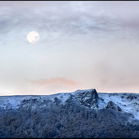 Buy canvas prints of Full Moon Over Cavehill by Peter Lennon
