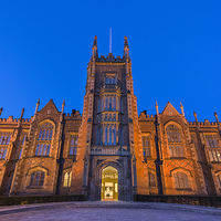 Buy canvas prints of  Blue QUB by Peter Lennon