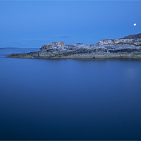 Buy canvas prints of Moon Rise over Ballintoy by Peter Lennon