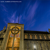 Buy canvas prints of St Annes Cathedral at night by Peter Lennon