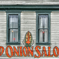 Buy canvas prints of The Red Onion Saloon by Peter Lennon