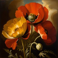 Buy canvas prints of Red and Yellow Poppies by Anne Macdonald