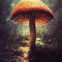 Buy canvas prints of Mushroom In The Pouring Rain by Anne Macdonald