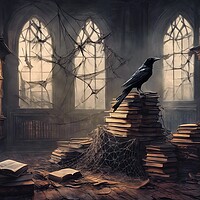 Buy canvas prints of Crow In Abandoned Room Gothic Style by Anne Macdonald