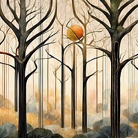 Buy canvas prints of Forest of Bare Trees. by Anne Macdonald