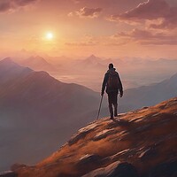 Buy canvas prints of Man On A Mountain by Anne Macdonald