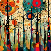 Buy canvas prints of Colourful Forest Abstract by Anne Macdonald