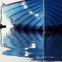 Buy canvas prints of Small Blue Boat At Moorings by Anne Macdonald