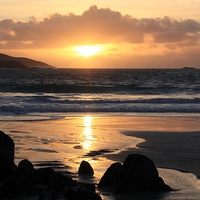 Buy canvas prints of Sunset At Meal Beach Shetland by Anne Macdonald