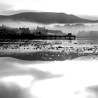 Buy canvas prints of Low Lying Mist Over Scalloway, Shetland. by Anne Macdonald