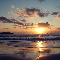 Buy canvas prints of Meal Beach Sunset #2 by Anne Macdonald