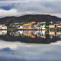 Buy canvas prints of Scalloway Reflections, Shetland, UK. by Anne Macdonald