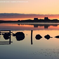 Buy canvas prints of Reflective Sunrise Over Tingwall Loch, Shetland. by Anne Macdonald