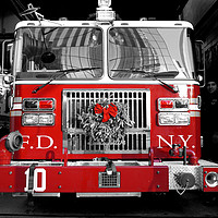 Buy canvas prints of NYC Fire Engine by Georgie Lilly