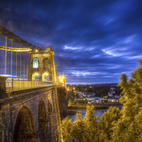 Buy canvas prints of Menai Bridge, Bangor by Jon Lingwood