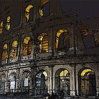 Buy canvas prints of Cartoon Colosseum by Night by Samara Stewart