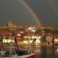 Buy canvas prints of End of the rainbow in Whitby by Ray Nelson