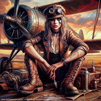Buy canvas prints of Sexy Steampunk Pilot by Silvio Schoisswohl
