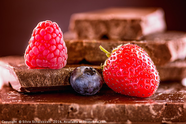 Berries on chocolate (reload) Picture Board by Silvio Schoisswohl