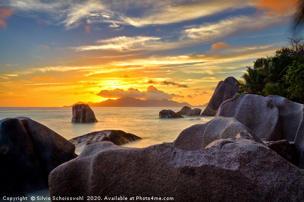 sunset on seychelles Picture Board by Silvio Schoisswohl