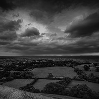 Buy canvas prints of Glastonbury Tor Storm BW by Frank Etchells
